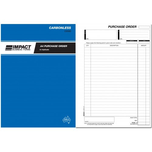 Purchase Order Book in Triplicate Impact CS500