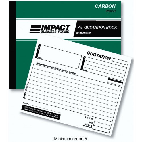 Pen Carbon A5 Quotation Book in Duplicate PC050