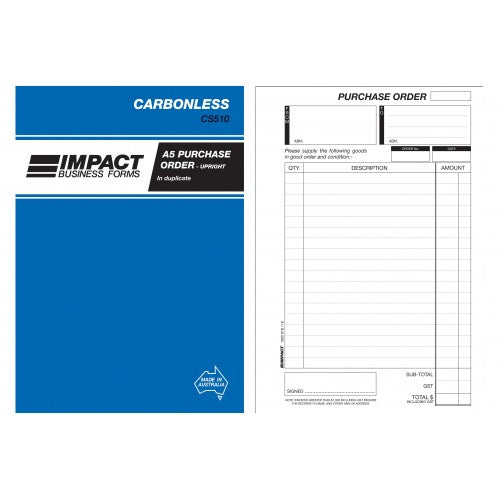 Purchase Order Book in Duplicate Impact CS510